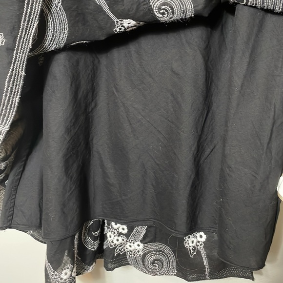 Max Studio Black White Embroidered Wrap Drawstring Waist Cotton Skirt Size S - Picture 10 of 15